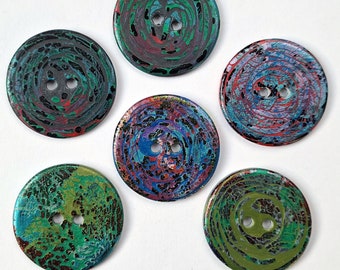 Sewing Buttons 6 VERY LARGE Unusual Handmade Sewing Buttons