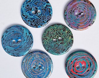 Sewing Buttons 6 VERY LARGE Unusual Handmade Sewing Buttons