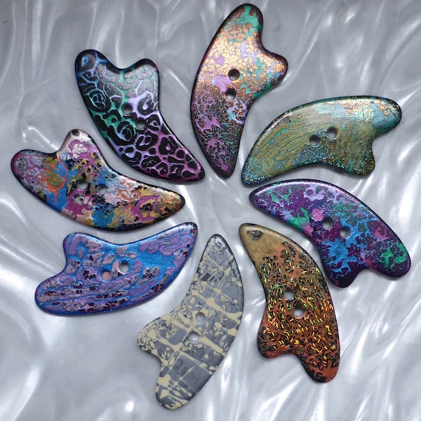 Handmade Resin Sewing Buttons - MY CHOICE of 6 different very LARGE unusual buttons