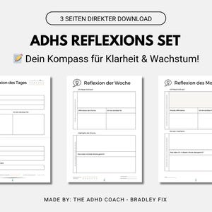 ADHD Reflection Set 2025 (German) – Daily, Weekly, Monthly Reflection for Clarity & Growth – Developed by a Clinical Psychologist!