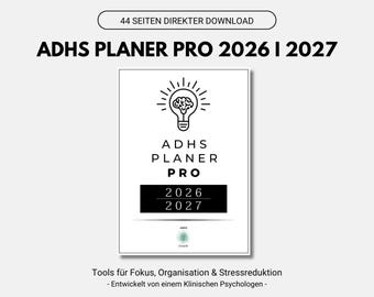 ADHS Planer 2026 PDF von Psychologe | Digital Kalender Deutsch | Fokus Struktur Zeitmanagement