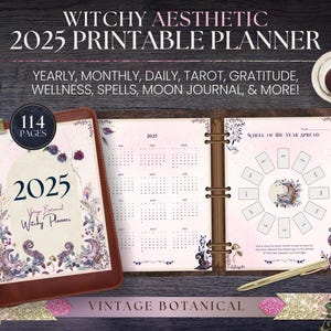2025 Witchy Journal Grimoire Pages | Moon Manifestation Tarot Journal | Modern Witch Papers | Downloadable Printable Planner | SSC03