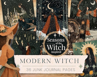 Modern Witch Junk Journal Grimoire Pages Digital Scrapbook Collage Paper (Digital Download)