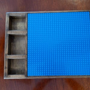 Handcrafted Walnut Stained Wooden Building Block Tray with Sorting Bins