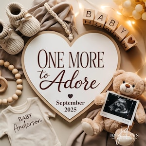 Graviditetsmeddelande En till att älska Digitalt babymeddelande Könsneutralt Redigerbar mall Här växer vi igen Boho Sociala medier