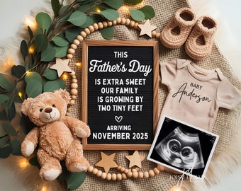 Editable Gender Neutral Fathers Day Pregnancy Announcement Cozy Boho Baby Reveal Rustic Fall Minimalist Digital Social Media Template Gift
