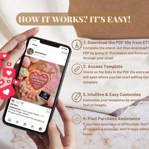 May include: A smartphone displays a pregnancy announcement template with pink accents and the text "The Grand Finale is on her way!" Instructions on how to download and customize the template are also shown.