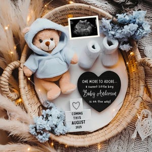 Faire-part de grossesse Une autre personne à adorer Modèle de révélation de genre pour bébé numérique Boho Teddy Bear pour faire-part sur les réseaux sociaux