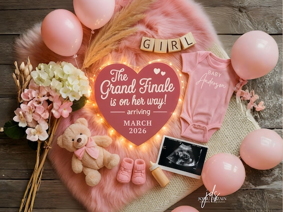 Editable Baby Girl Pregnancy Announcement Template Its a Girl Reveal Boho Minimalist Baby Announcement for Sister Social Media Grand Finale