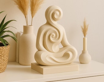 Spiral Monk – Abstract Zen Meditation Statue | 3D Print STL File (Digital Download)
