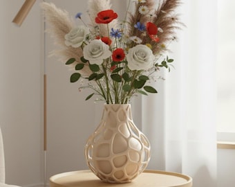 Terra Droplet Vase - Vaso a goccia organico con design a rete geometrica | Modello di stampa 3D Voronoi | Decorazione fai da te per la casa e fioriera