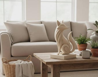 Fox Statue | Geometrische 3D-gedruckte Skulptur | Modernes Deko-Tier | Viele Farben & 2 Größen