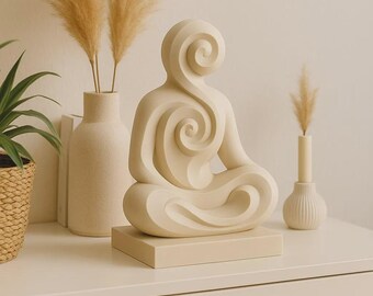 Spiral Monk – Abstract Zen Meditation Statue | Geometrische 3D-gedruckte Skulptur | Modernes Mönch-Deko | Viele Farben & 2 Größen