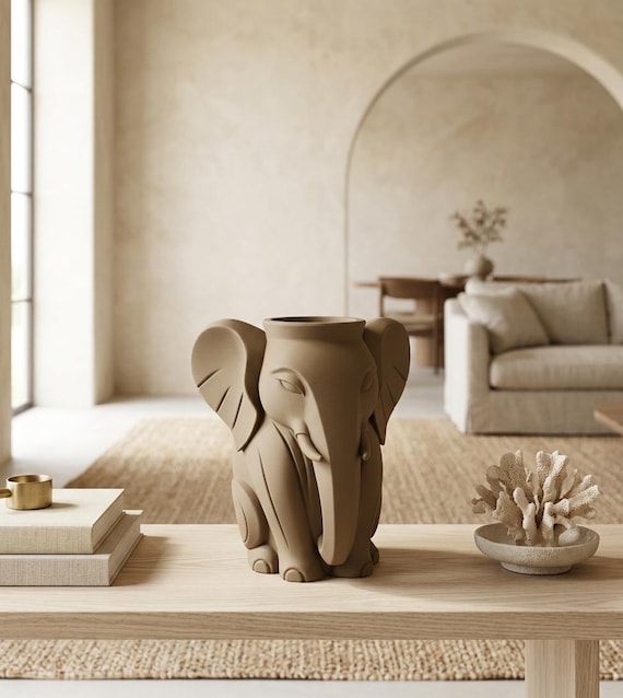 Elephiora - Elephant Vase – Animal Inspired Decorative Vase | 3D Print STL Files | Digital Download | Unique Gift Idea for Any Occasion