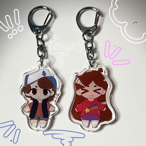 Dipper and Mabel Acrylic Keychains 2” | Gravity Falls |