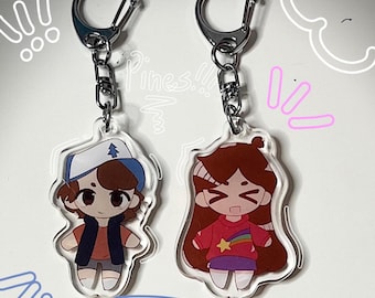 Dipper and Mabel Acrylic Keychains 2” | Gravity Falls |