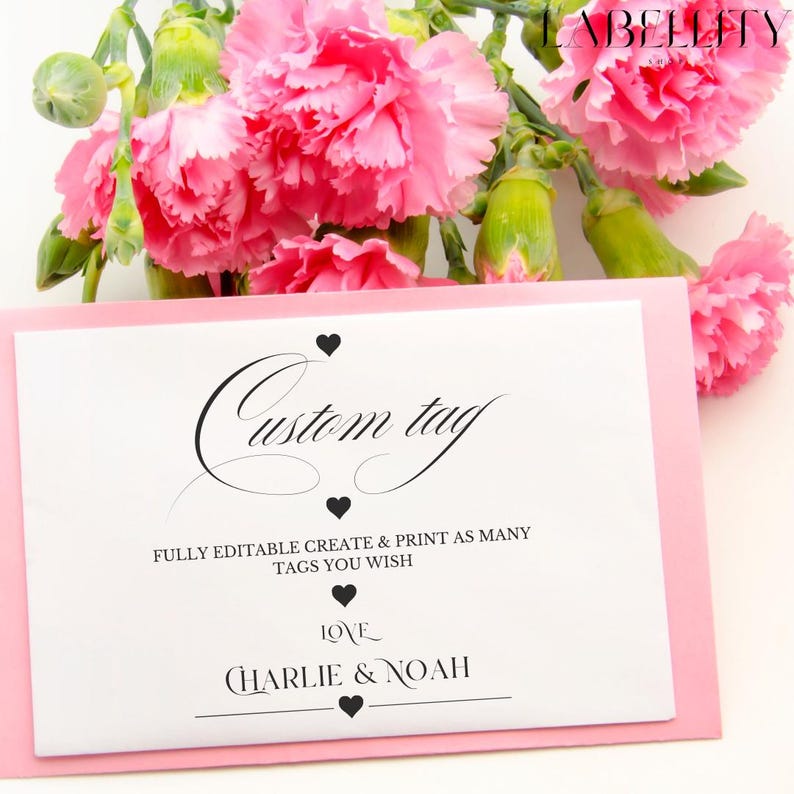 Editable Label Instant Download, Calligraphy, Personalized Tag, 2x2 ...