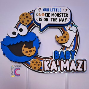 Adorno para tarta de MONSTRUO DE LAS GALLETAS / Decoración divertida para fiestas de cumpleaños infantiles o cualquier celebración