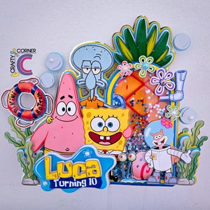 Handmade SPONGE BOB  Shaker Cake Topper | Fun Kids Birthday Party Decor