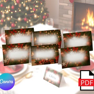 Christmas Place Cards: Transform your table into a festive masterpiece. Download the PDF and create elegant place cards in minutes!