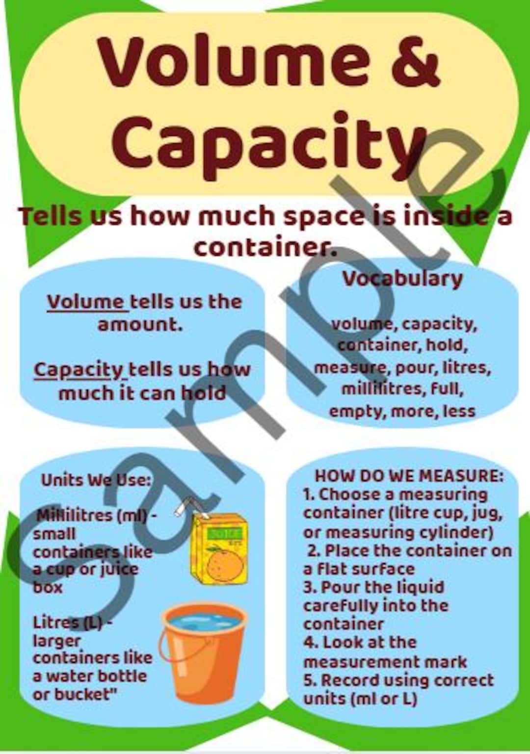 Volume & Capacity Poster | Measuring Containers | Year 2–3 Maths ...