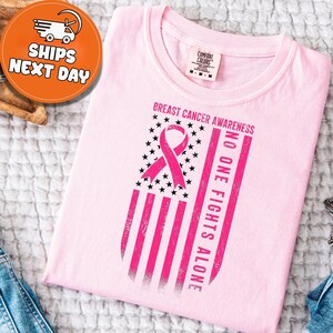 Breast Cancer Awareness T-Shirt: Pink Ribbon Support - No One Fights Alone