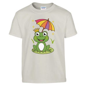 Bonita camiseta de rana real divertida / Camiseta infantil divertida, colorida y caprichosa / Camiseta infantil feliz, mágica y sonriente / Camiseta infantil divertida con dibujos animados de animales brillantes