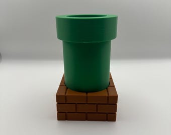 Super Mario Bros. Warp Pipe Planter or Pencil Holder - 3D Printed Retro Gaming Decor, Geeky Desk Accessory, Nintendo Fan Gift