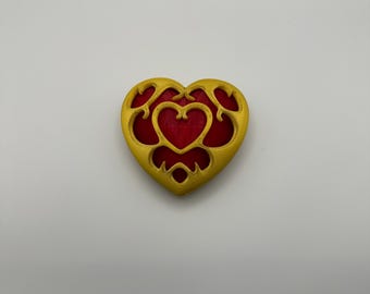 Set di contenitori a forma di cuore di Legend of Zelda (taglia media) - Rosso traslucido e oro, stampati in 3D