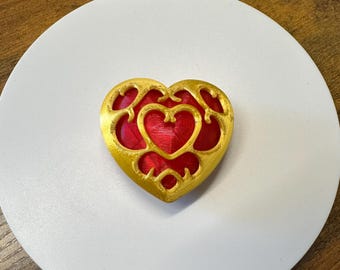 Legend of Zelda Heart Container Set - Translucent Red and Gold 3D Printed