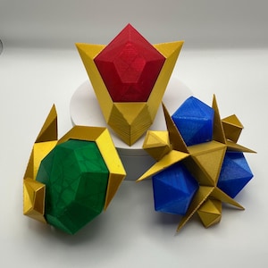 Zelda Spirit Stones Set - Kokiri’s Emerald, Goron’s Ruby, Zora’s Sapphire - 3D Printed Replica, Ocarina of Time Collectible, Gamer Gift