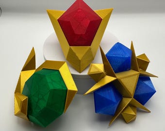 Zelda Spirit Stones Set - Kokiri’s Emerald, Goron’s Ruby, Zora’s Sapphire - 3D Printed Replica, Ocarina of Time Collectible, Gamer Gift