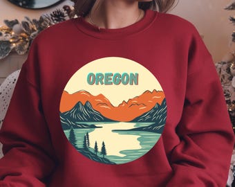 Moletom Oregon Wilderness – Blusa de gola redonda retrô para aventuras no noroeste do Pacífico, pulôver aconchegante para atividades ao ar livre, suéter do noroeste do Pacífico para ela ou para ele.