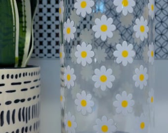 Copo de vidro Daisy para café gelado – Copo térmico de 473ml com tampa de bambu e canudo (Download digital)