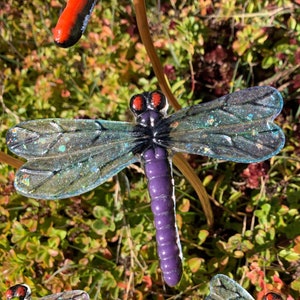 Dragonfly Yard Art Garden Stake | Fused Glass Yard Art | Garden Decoration | Dragonfly Decor | Planter Stakes | Flower Garden Decor