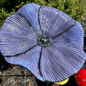 Glass Flower Yard Art | Glass Flower | Fused Glass | Poppy | Yard Stake | Yard Art | Garden Decor | Garden Stake | Gifts For Mom