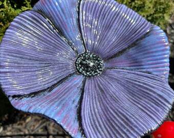 Glass Flower Yard Art | Glass Flower | Fused Glass | Poppy | Yard Stake | Yard Art | Garden Decor | Garden Stake | Gifts For Mom