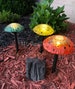 Solar Lights Glass Mushrooms / Fused Glass Garden Decor 
