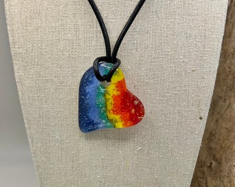 Rainbow Heart Necklace | Rainbow Heart Pendant | Rainbow Pendant | Love Necklace | Pride Jewelry | LGBTQ Jewelry | Heart Necklace