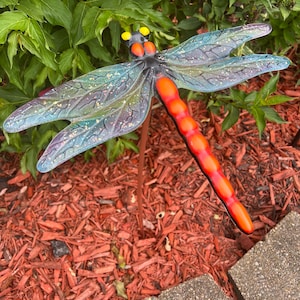 Glass Garden Art Dragonfly | Fused Glass | Garden Stake | Yard Art | Glass Art | Garden Marker | Gifts For Mom | Garden Decor | Plant Stake