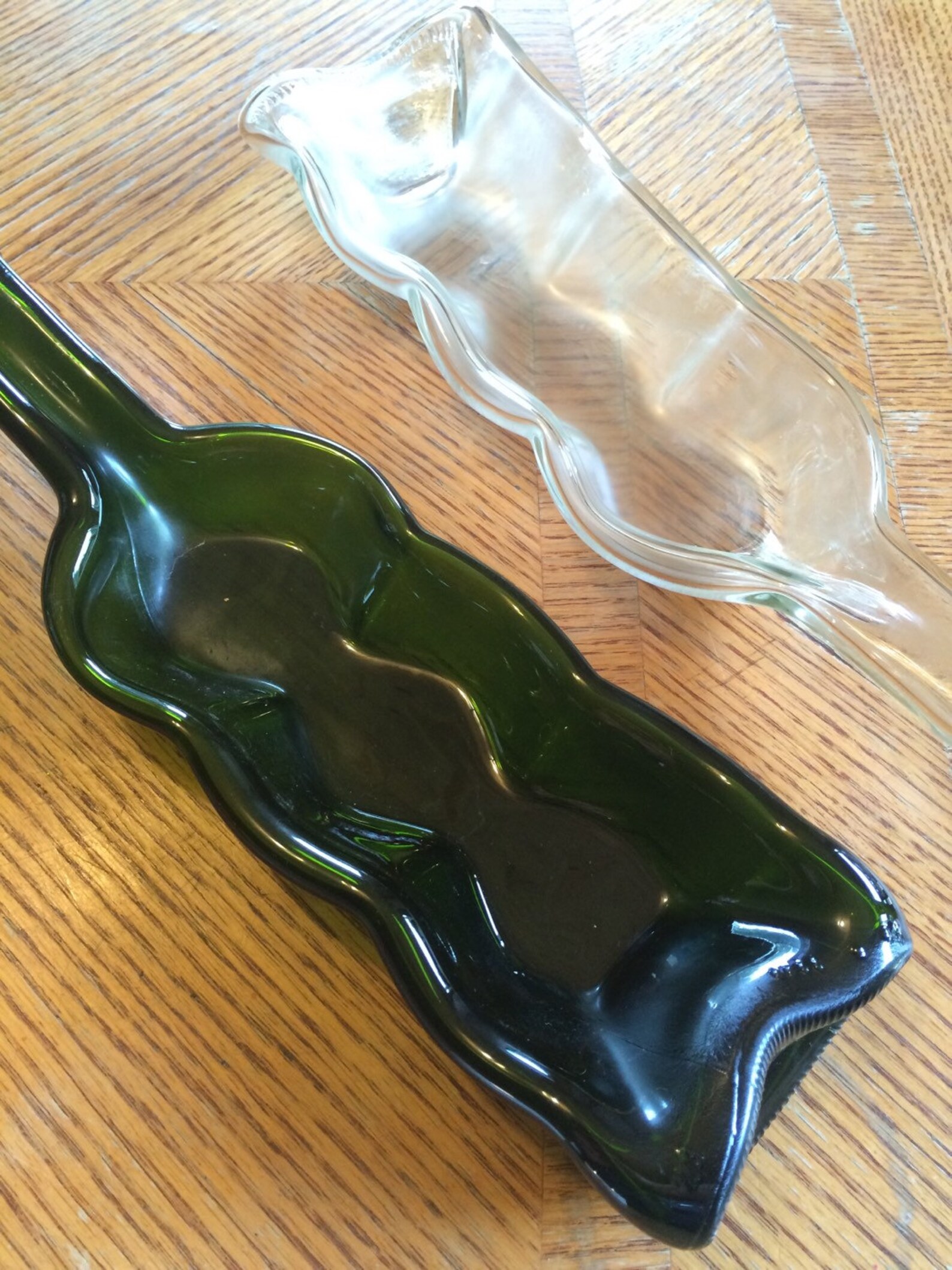 Melted / Slumped Wine Bottle Candle Holder / Serving Tray / Etsy