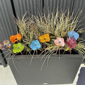 Glass Yard Art | Glass Flower | Garden Art | Blown Glass | Garden Marker | Gardening Gift |  | Garden Stake | Outdoor Garden Decor  | Plant