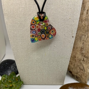Millefiori Glass Heart Pendant Necklace | Heart Pendant | Heart Necklace | Gifts for Her