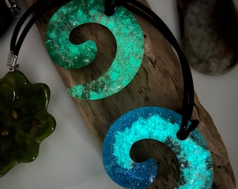 Glow In The Dark Glass Necklace | Fused Glass Necklace | Glow Glass | Dichroic Glass | Glass Pendant | Glow in the Dark | Blue Pendant