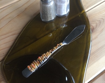 Slumped Wine Bottle Charcuterie Board: Recycled Glass Cutting Board