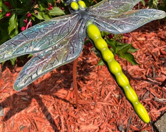 Glass Garden Art Dragonfly | Fused Glass | Garden Stake | Yard Art | Glass Art | Garden Marker | Gifts For Mom | Garden Decor | Plant Stake