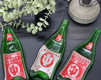 Indiana University Spoon Rest Home Decor | IU Collectable Melted Bottle | Mancave Barware | Slumped Bottle | Vintage 7up Bottle | Grad Gift