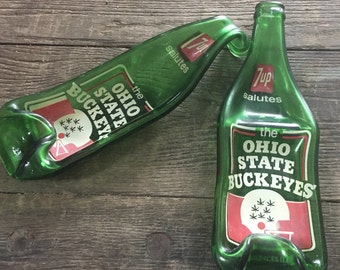 Ohio State | Buckeyes | Melted Bottle | Slumped | Vintage Soda Bottle | 7up | Barware | Man Cave