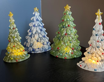 Glass Christmas Tree | Christmas Deco | Christmas Tree | Glass Tree | Fused Glass | Christmas Scene | Candle | Holiday Lights | Ornament