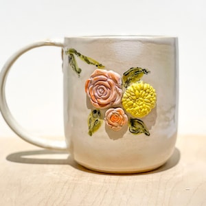 Pastel Floral Nature Mug, Handmade Mug, Wild Flower Mug, Earthy Mug, Boho Cottagecore Coffee Mug, Vintage Botanical Tea Cup, Mugs for Mom image 1